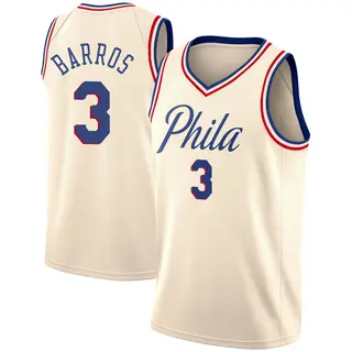 Philadelphia 76ers Men's Dana Barros Cream Swingman Jersey - City Edition