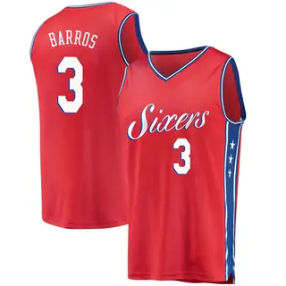 Philadelphia 76ers Men's Dana Barros Red Fast Break Jersey - Statement Edition