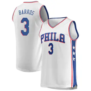 Philadelphia 76ers Men's Dana Barros White Fast Break Jersey - Association Edition