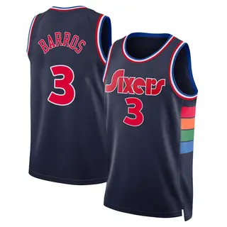 Philadelphia 76ers Youth Dana Barros Navy Swingman 2021/22 City Edition Jersey