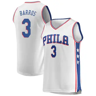 Philadelphia 76ers Youth Dana Barros White Fast Break Jersey - Association Edition