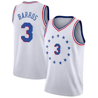 Philadelphia 76ers Youth Dana Barros White Swingman 2018/19 Jersey - Earned Edition